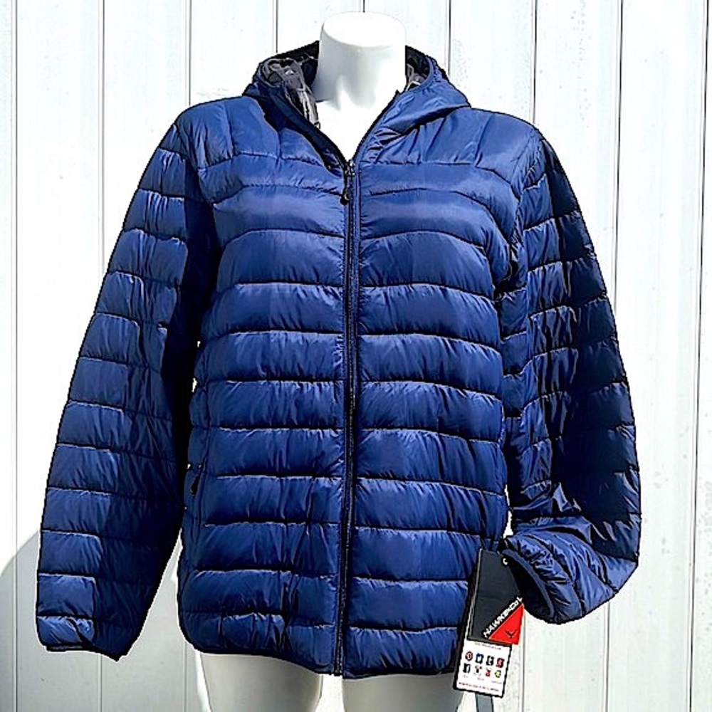 HAWKE & Co ‘Medieval Blue’ Hooded Packable Performance Jacket - Men’s XL